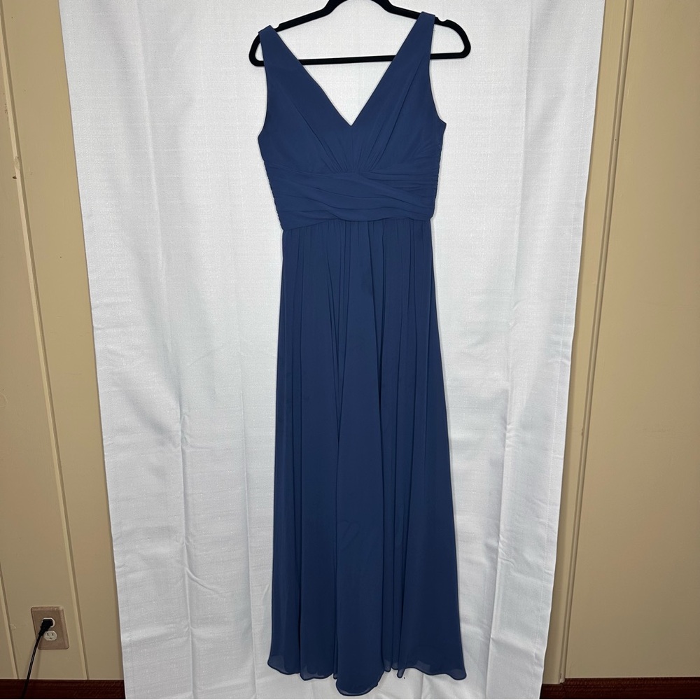 Amsale Justing chiffon vneck maxi dress feminine formal wedding guest bridesmaid